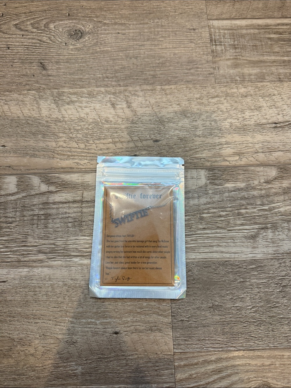 Swiftie Holographic Necklace Packaging - Silver Chain